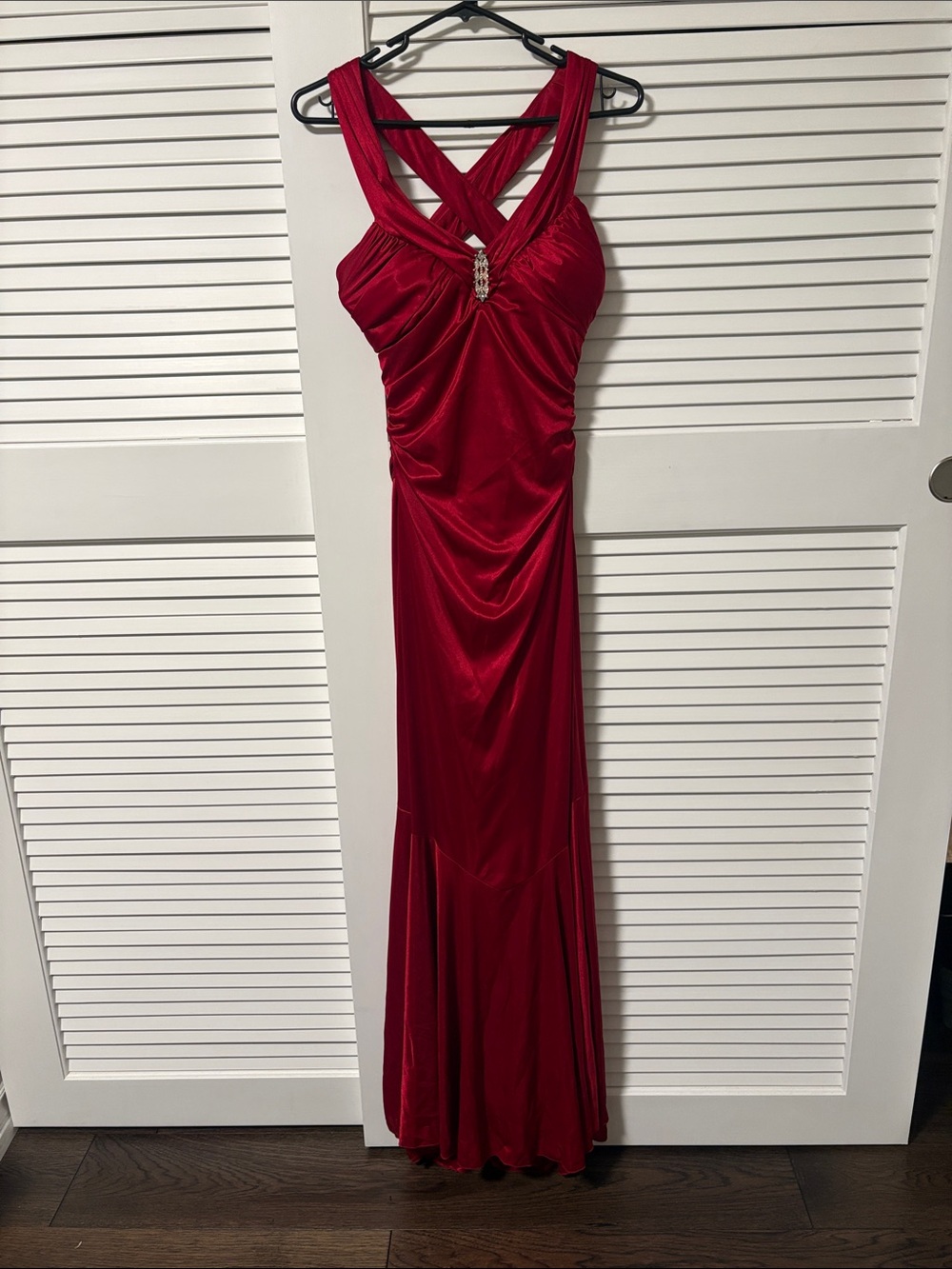 Red Evening / prom Gown with Crisscross Back
